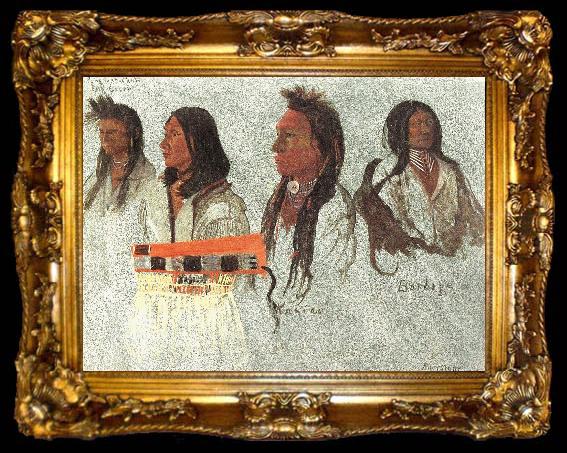 framed  Albert Bierstadt Four Indians, ta009-2